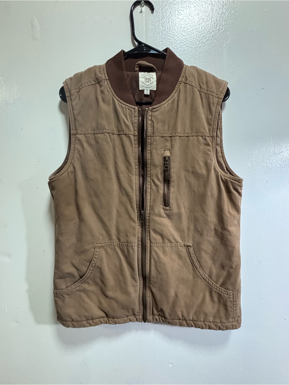 True Craft Men's Tan/Brown Quilted Work Vest